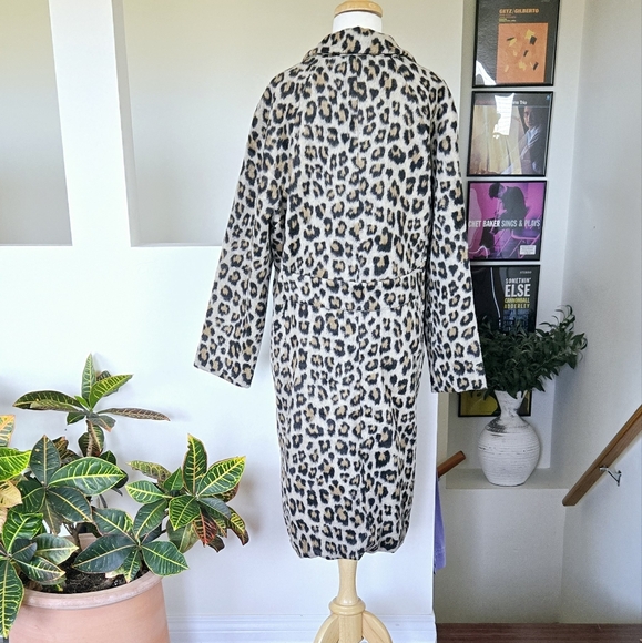 🏷️Mark Alan New York Leopard Print Longline Wool Blend Snap Front Coat Plus 2X - Picture 9 of 12